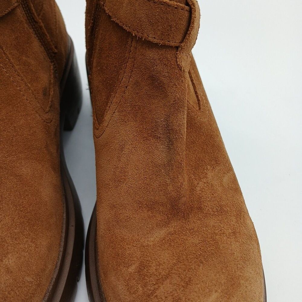Steve Madden Coletta Lug Sole Tan Suede Buckle Ankle Booties Size 7 - Picture 7 of 10